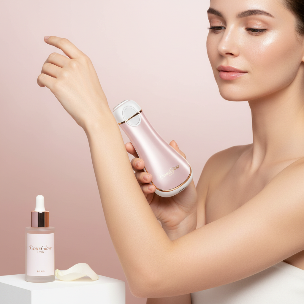DouxGlow épilateur microcristaux peau lisse sans douleur lifestyle